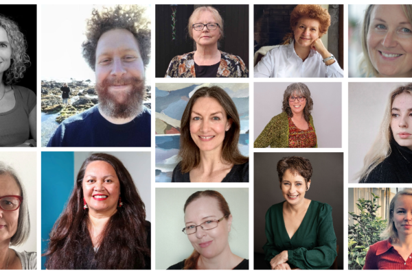 Photos of 13 New Zealand writers who were selected for the 2023 NZSA Complete MS Assessments